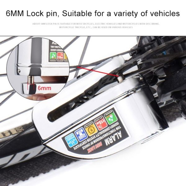 Motorcycles / Bicycle Anti-theft Lock Alarm Disc Brakes Lock with Cable and Bag (Black) - Image 8