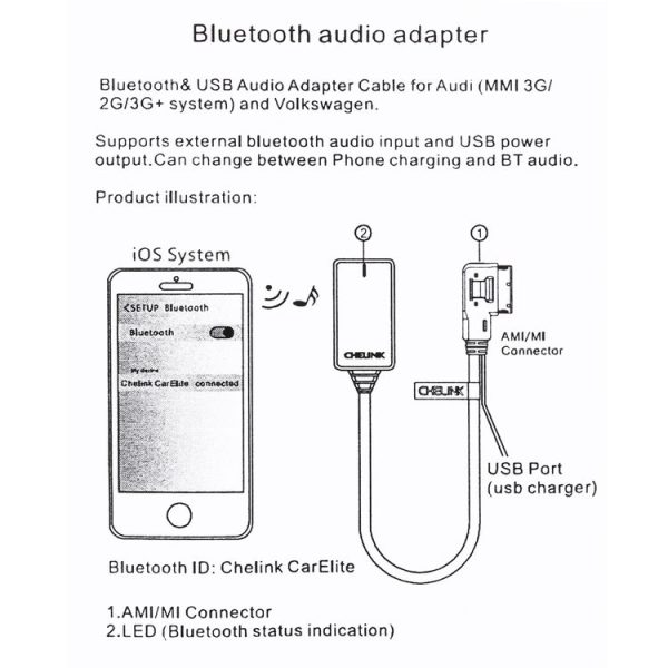 Car 2G AMI Bluetooth Audio Cable Wiring Harness Bluetooth Music Module Receiver for Audi / Volkswagen Golf / Bentley - Image 6