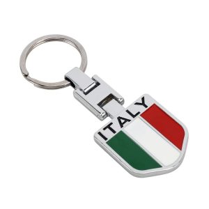 Car Italian Flag Pattern Key Ring Metal Keychain