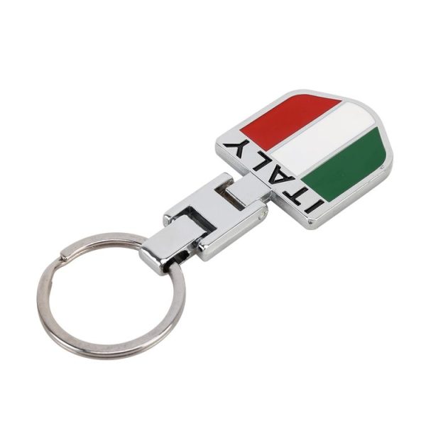 Car Italian Flag Pattern Key Ring Metal Keychain - Image 2