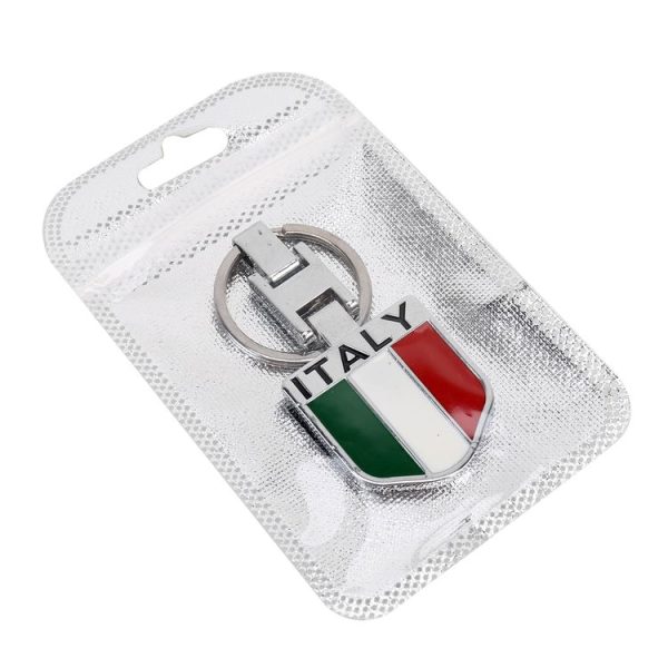 Car Italian Flag Pattern Key Ring Metal Keychain - Image 4