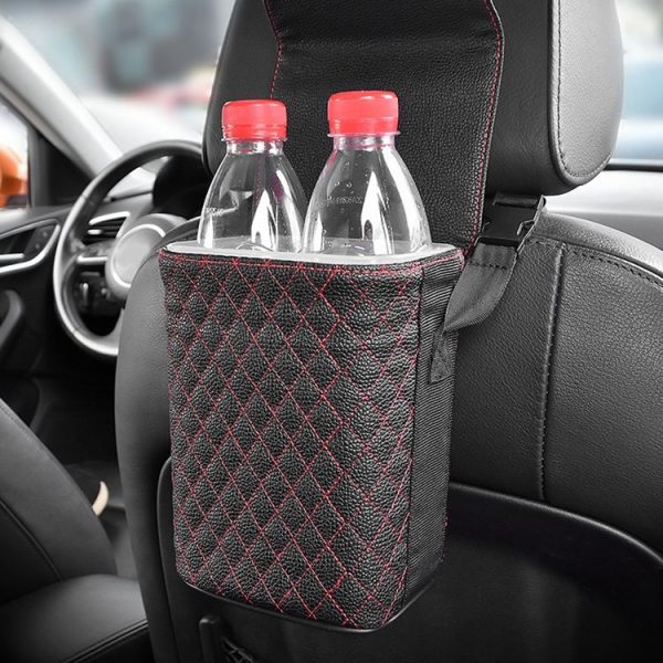 Car Back Seat Hook Garbage Can Car Storage Box (Beige) - Image 9
