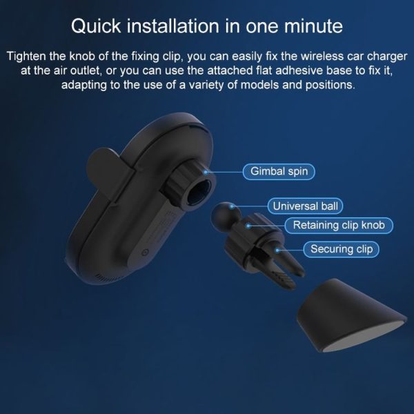 Original Xiaomi 10W Wireless Car Charger Universal Fast Charge Version (Black) - Image 7