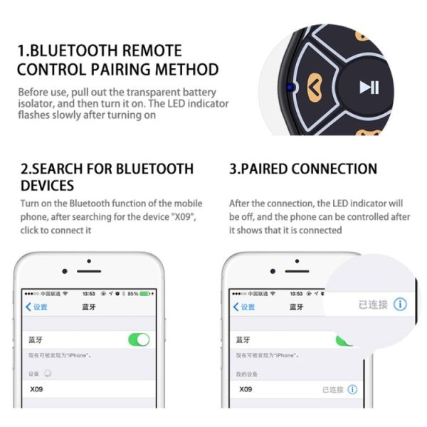 X09 Car Wireless Bluetooth Controller Mobile Phone Multimedia Multi-functional Steering Wheel Remote Controller - Image 9