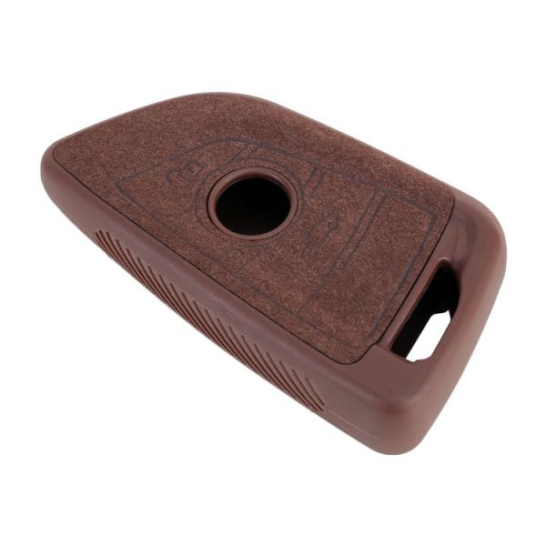 Car Flocking Plastic Knife-shaped Key Protective Cover Two Buttons for BMW (Brown) - Image 2