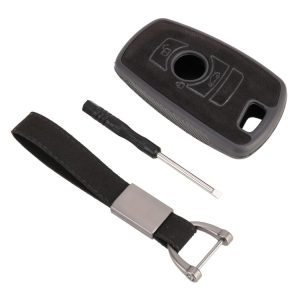 Car Flocking Plastic Square-shaped Key Protective Cover Two Buttons for BMW (Black)