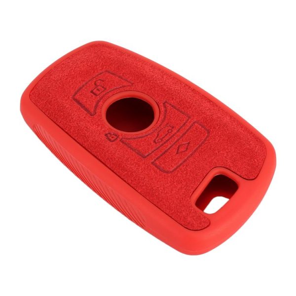 Car Flocking Plastic Square-shaped Key Protective Cover Three Buttons for BMW (Red) - Image 2