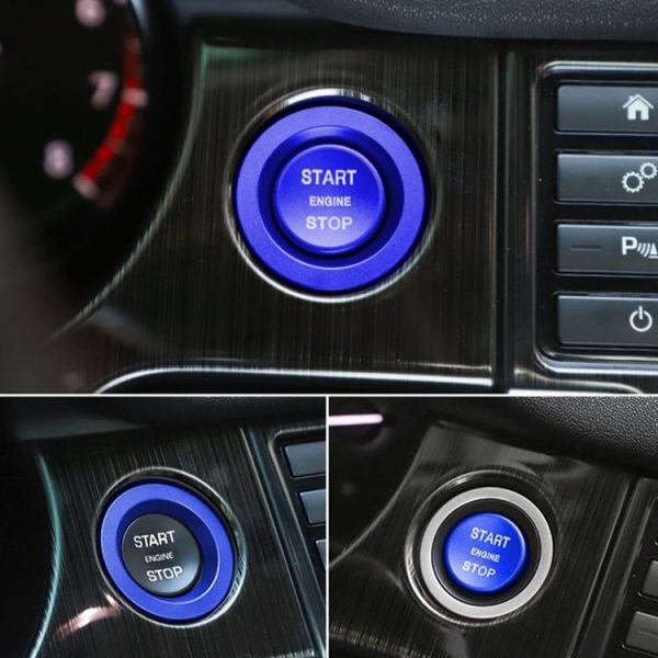 Car Engine Start Key Push Button Ring Trim Metal Sticker Decoration for Land Rover / Jaguar (Blue) - Image 4