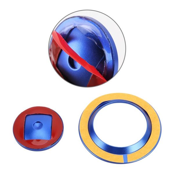 Car Engine Start Key Push Button Ring Trim Metal Sticker Decoration for Land Rover / Jaguar (Blue) - Image 6
