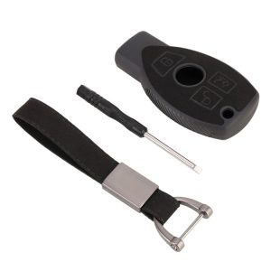 Car Flocking Plastic Key Protective Cover Three Buttons for Mercedes-Benz (Black)