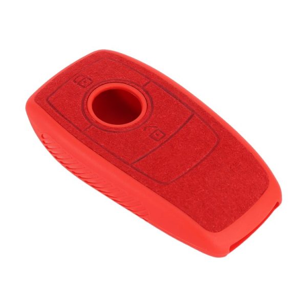 Car Flocking Plastic Square-shaped Key Protective Cover Three Buttons for Mercedes-Benz (Red) - Image 2