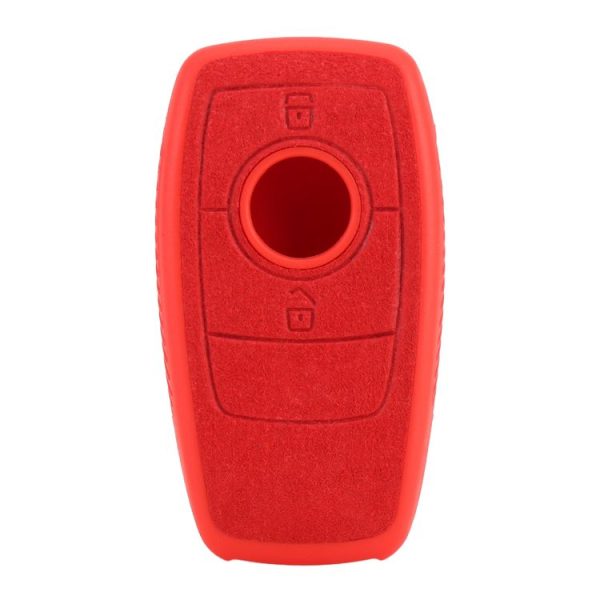 Car Flocking Plastic Square-shaped Key Protective Cover Three Buttons for Mercedes-Benz (Red) - Image 4