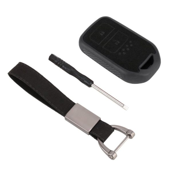 Car Flocking Plastic Knife-shaped Key Protective Cover Two Buttons for Honda (Black)