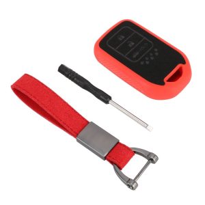 Car Flocking Plastic Knife-shaped Key Protective Cover Three Button with Tailgate Key for Honda (Red)