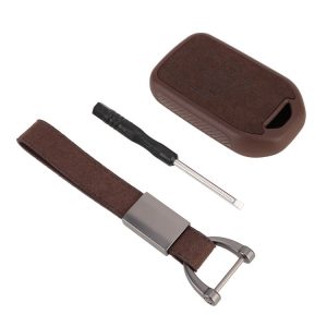 Car Flocking Plastic Knife-shaped Key Protective Cover Four Button with Left And Right Sliding Door Keys for Honda (Brown)