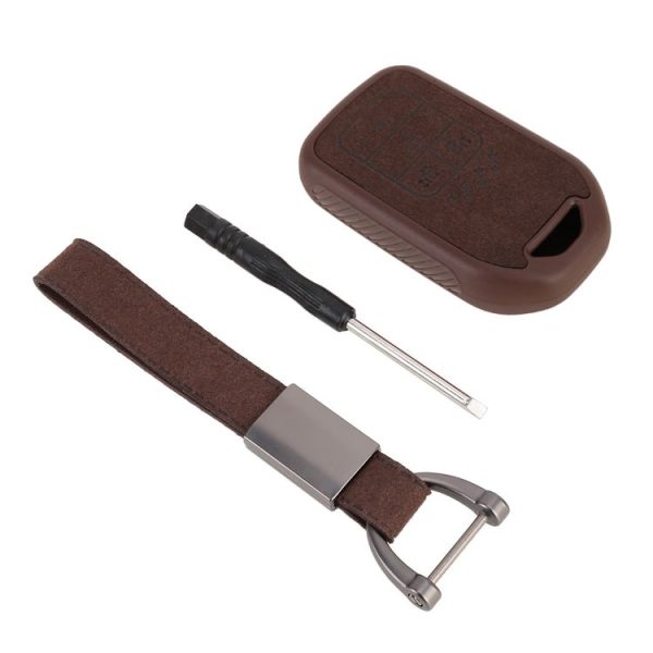 Car Flocking Plastic Knife-shaped Key Protective Cover Four Button with Left And Right Sliding Door Keys for Honda (Brown)