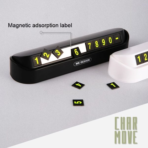 WK WT-SP05 Soft Magnetic No Glue Luminous Digital Temporary Parking Card Car Sticker (White) - Image 4