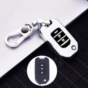 Car All-inclusive Soft TPU Key Protective Cover Key Case with Key Ring for Honda Folding (Silver)