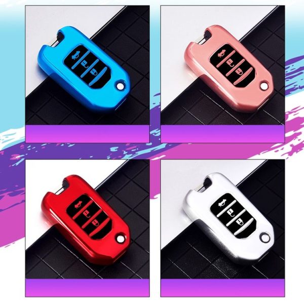 Car All-inclusive Soft TPU Key Protective Cover Key Case with Key Ring for Honda Folding (Silver) - Image 10