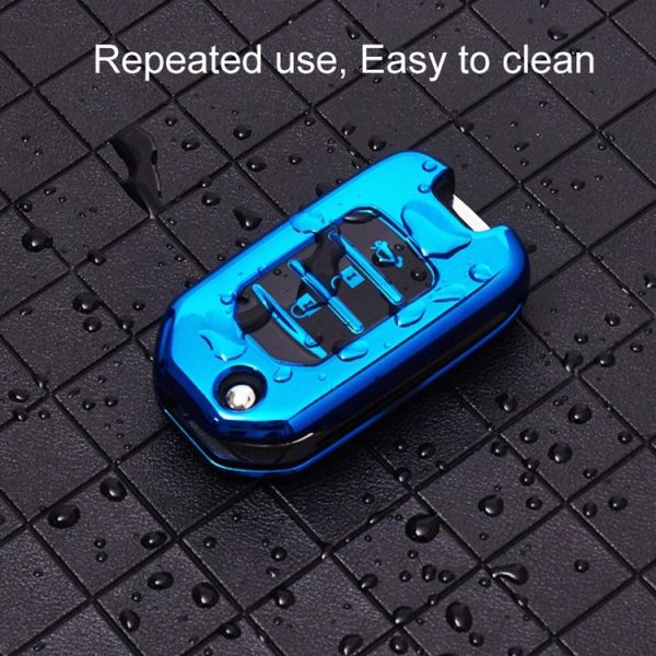 Car All-inclusive Soft TPU Key Protective Cover Key Case with Key Ring for Honda Folding (Silver) - Image 8