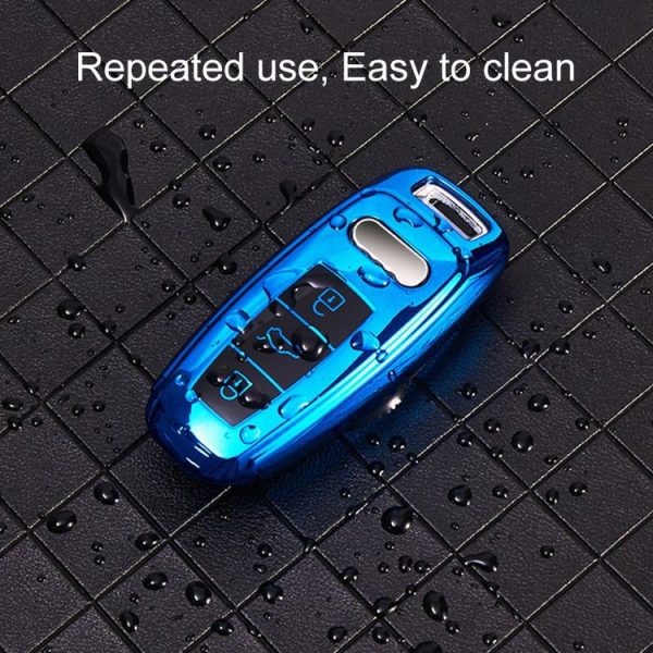 Car All-inclusive Soft TPU Key Protective Cover Key Case with Key Ring for Audi A6L Smart (Red) - Image 8