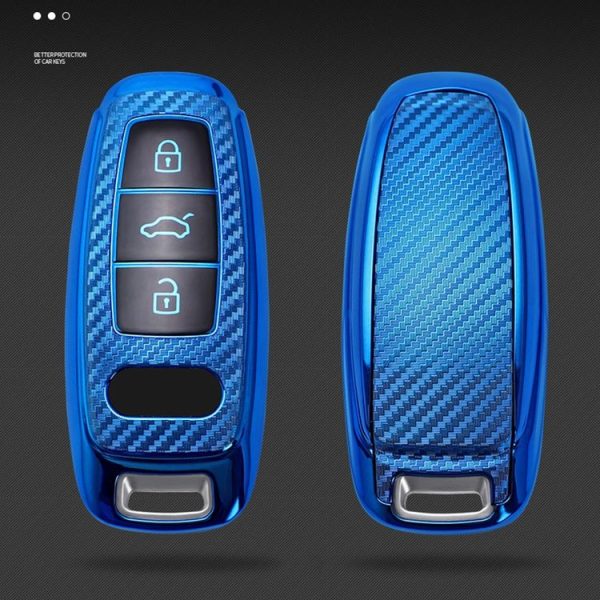 Audi Smart 3-button 2019 Car TPU Key Protective Cover Key Case with Key Ring (Pink) - Image 4