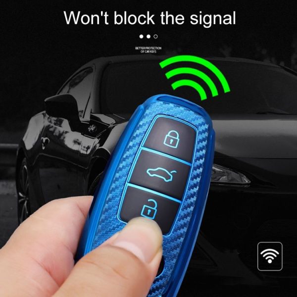 Audi Smart 3-button 2019 Car TPU Key Protective Cover Key Case with Key Ring (Pink) - Image 7