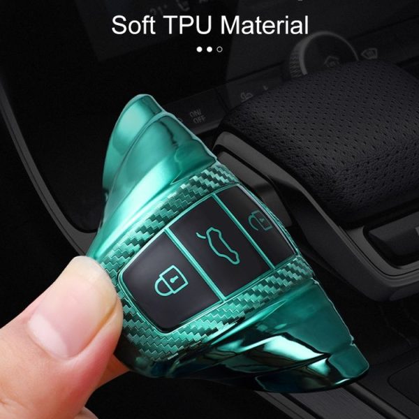 Audi Smart 3-button 2019 Car TPU Key Protective Cover Key Case with Key Ring (Pink) - Image 8
