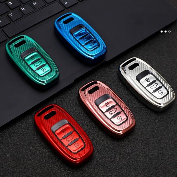 Audi Smart 3-button C Version Car TPU Key Protective Cover Key Case with Key Ring (Green) - Image 11