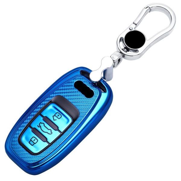 Audi Smart 3-button C Version Car TPU Key Protective Cover Key Case with Key Ring (Green) - Image 3