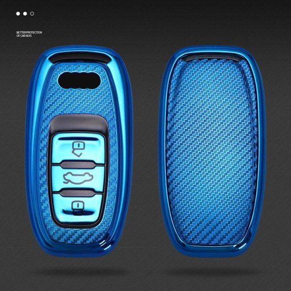 Audi Smart 3-button C Version Car TPU Key Protective Cover Key Case with Key Ring (Green) - Image 4
