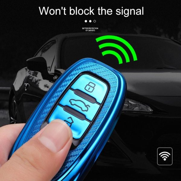 Audi Smart 3-button C Version Car TPU Key Protective Cover Key Case with Key Ring (Green) - Image 7