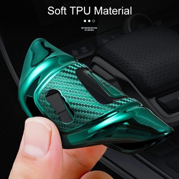 Audi Smart 3-button C Version Car TPU Key Protective Cover Key Case with Key Ring (Green) - Image 8
