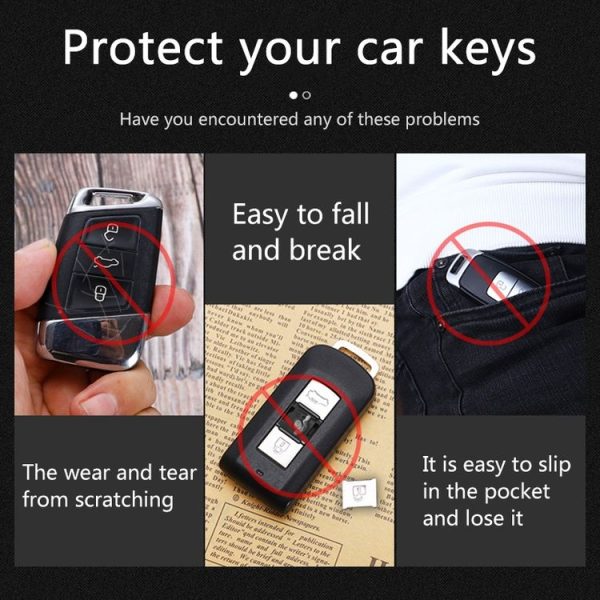 Audi Folding 3-button Car TPU Key Protective Cover Key Case with Key Ring (Pink) - Image 5