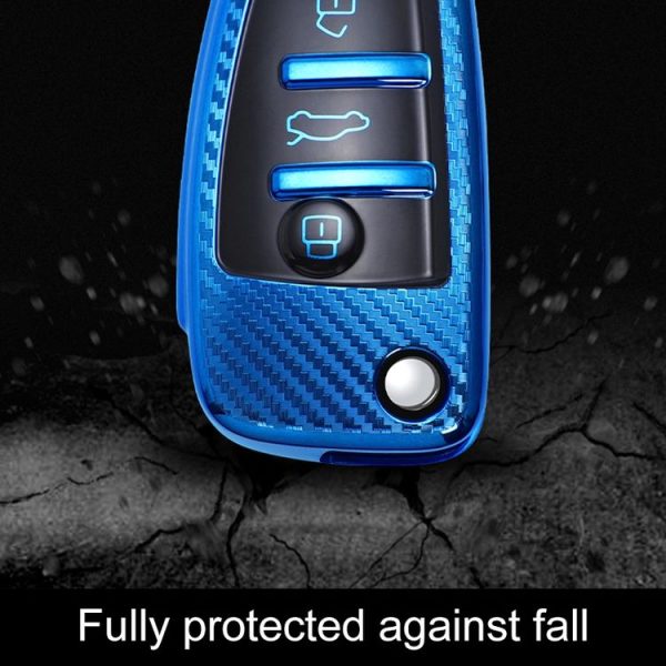 Audi Folding 3-button Car TPU Key Protective Cover Key Case with Key Ring (Pink) - Image 6