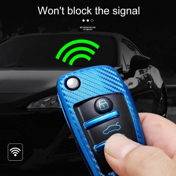 Audi Folding 3-button Car TPU Key Protective Cover Key Case with Key Ring (Pink) - Image 7