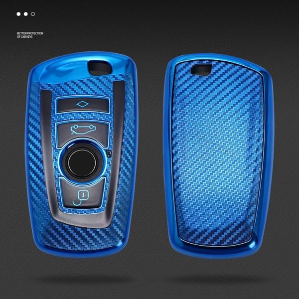 BMW Square 4-button A Version Car TPU Key Protective Cover Key Case with Key Ring (Green) - Image 4