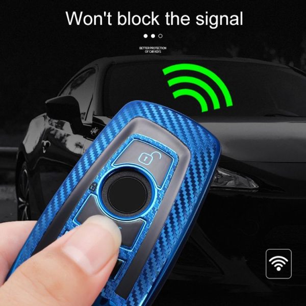 BMW Square 4-button A Version Car TPU Key Protective Cover Key Case with Key Ring (Green) - Image 7