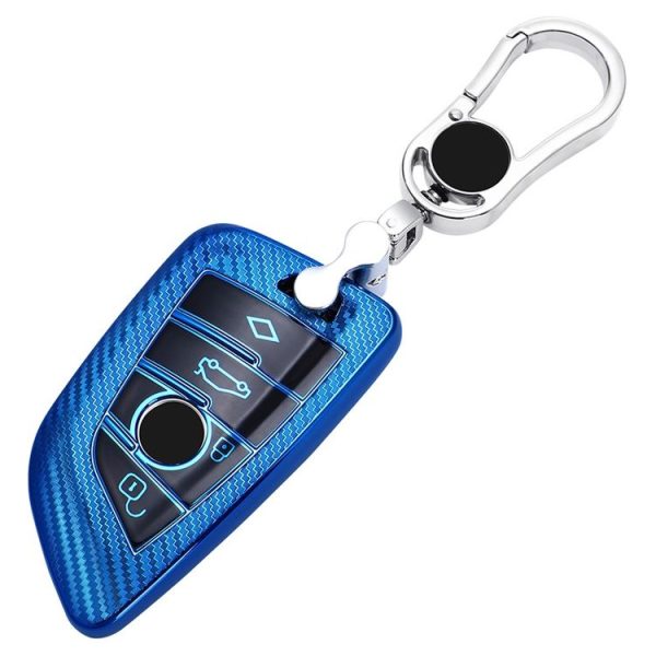 BMW Blade 4-button A Version Car TPU Key Protective Cover Key Case with Key Ring (Pink) - Image 3