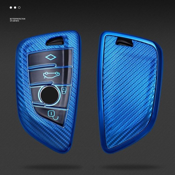 BMW Blade 4-button A Version Car TPU Key Protective Cover Key Case with Key Ring (Pink) - Image 4
