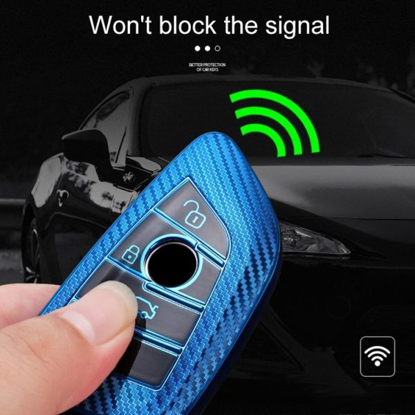 BMW Blade 4-button A Version Car TPU Key Protective Cover Key Case with Key Ring (Pink) - Image 7