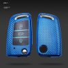 Volkswagen Passat Folding 3-button C Version 2017 Car TPU Key Protective Cover Key Case with Key Ring (Pink) - Image 4