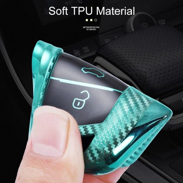 Volkswagen Passat Folding 3-button C Version 2017 Car TPU Key Protective Cover Key Case with Key Ring (Pink) - Image 8