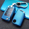 Volkswagen Golf 7 Folding 3-button B Version Car TPU Key Protective Cover Key Case with Key Ring (Blue) - Image 2