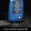 Volkswagen Golf 7 Folding 3-button B Version Car TPU Key Protective Cover Key Case with Key Ring (Blue) - Image 6