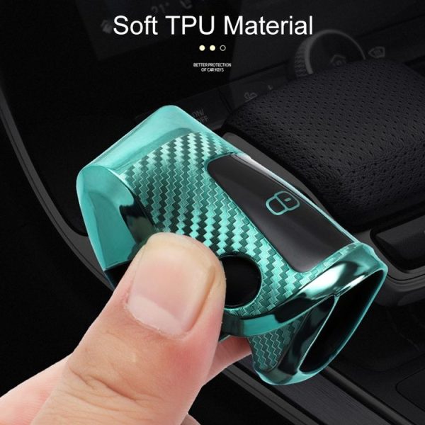 Volkswagen Golf 7 Folding 3-button B Version Car TPU Key Protective Cover Key Case with Key Ring (Blue) - Image 8