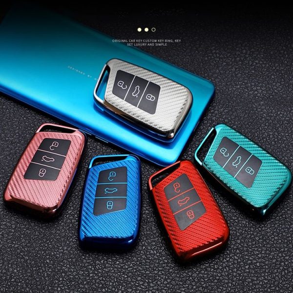 Volkswagen Smart 3-button Car TPU Key Protective Cover Key Case with Key Ring (Pink) - Image 11