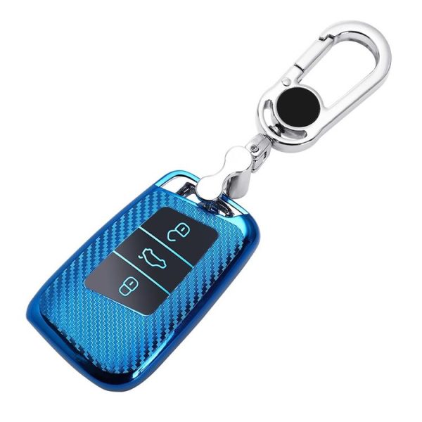 Volkswagen Smart 3-button Car TPU Key Protective Cover Key Case with Key Ring (Pink) - Image 3