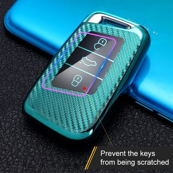 Volkswagen Smart 3-button Car TPU Key Protective Cover Key Case with Key Ring (Pink) - Image 9