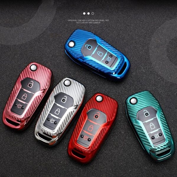 Ford Folding 3-button Car TPU Key Protective Cover Key Case with Key Ring (Silver) - Image 11